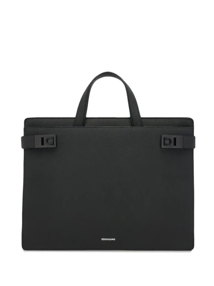 Мужской портфель Ferragamo Gancini с пряжкой, черный