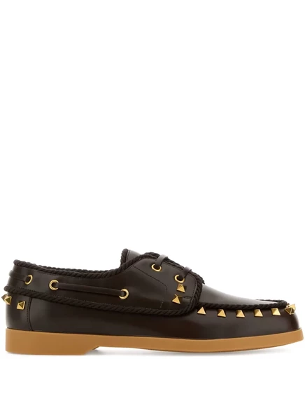 Женские лоферы Valentino Garavani кожаные, коричневые