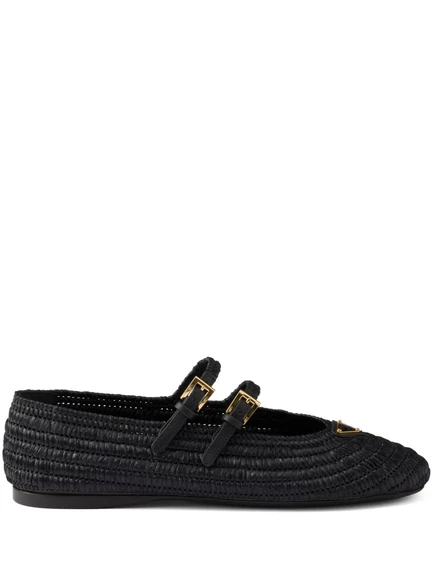 Вязаные балетки Prada крючком black