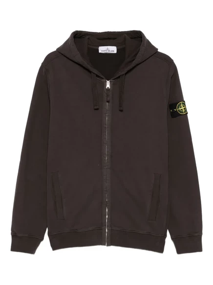 Мужская толстовка-худи Stone Island на молнии, серая