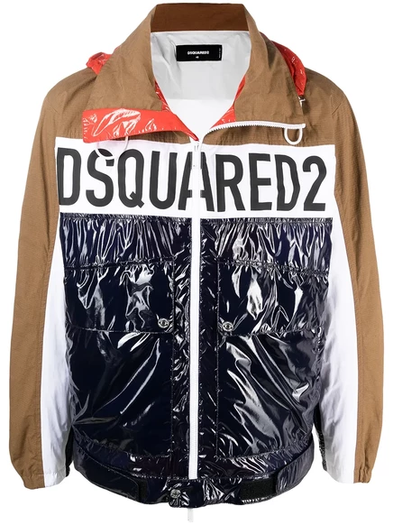 Мужская ветровка DSquared2 с логотипом, бежево-мультиколор