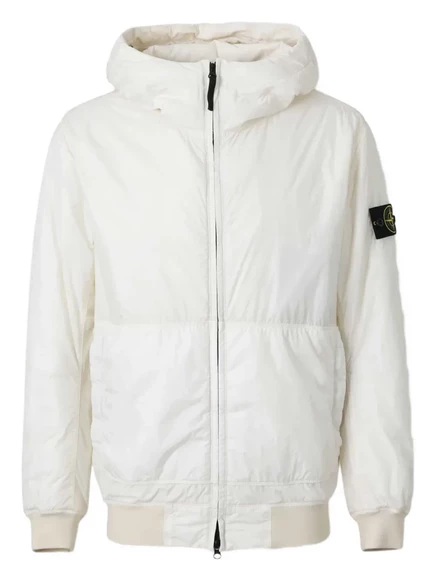 Мужская стеганая куртка Stone Island с капюшоном, белая