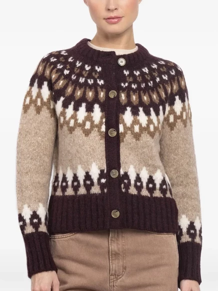 Женский кардиган Veronica Beard Christina Fair Isle, нейтральный