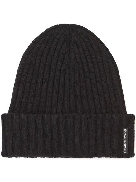 Женская шапка-бини Alexander Wang с логотипом, черная