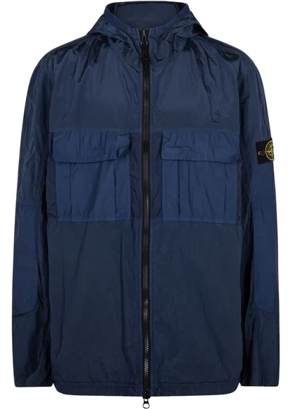 Мужская куртка Stone Island ripstop с капюшоном, синяя