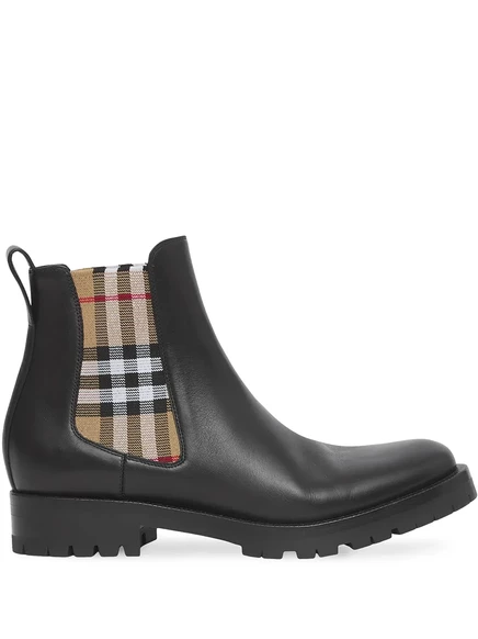 Ботинки Burberry Chelsea с клетчатыми вставками black