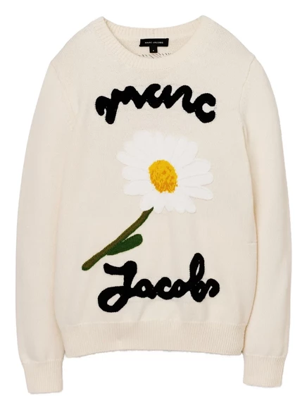 Женский джемпер Marc Jacobs с ромашковым жаккардом, молочный