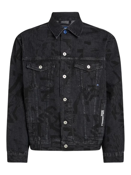 Мужская джинсовая куртка Karl Lagerfeld Jeans с логотипом, черная