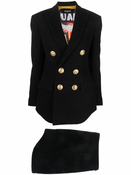 Женский костюм-юбка DSquared2 двубортный, черный