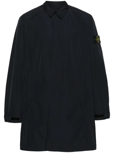 Однобортное пальто со значком компаса Stone Island blue