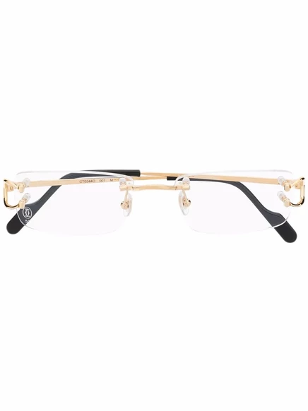 Унисекс безоправные очки Cartier Eyewear квадратные, золотистые
