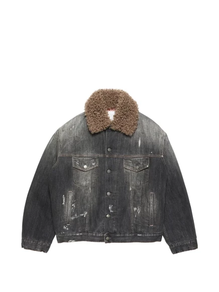 Унисекс куртка Acne Studios с меховой отделкой, серая
