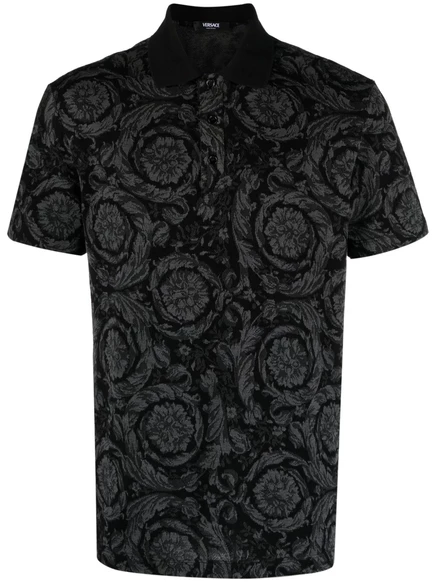 Мужская футболка-поло Versace Barocco из хлопка, серая