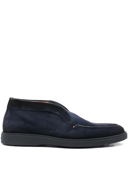 Мужские лоферы Santoni замшевые, синие