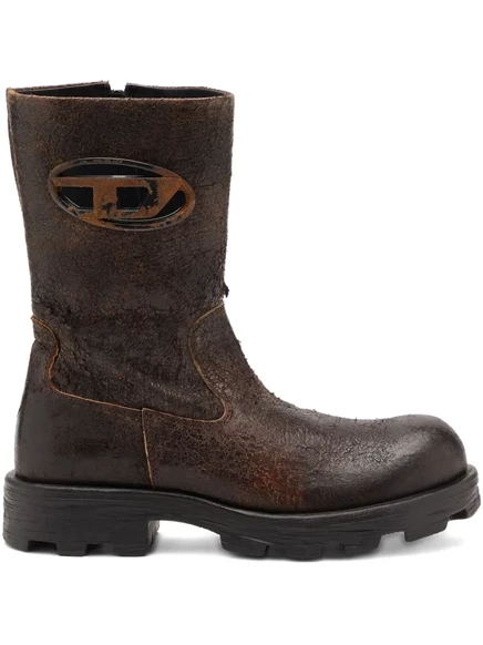 Женские байкерские ботинки Diesel D-Hammer из потрескавшейся замши, коричневые