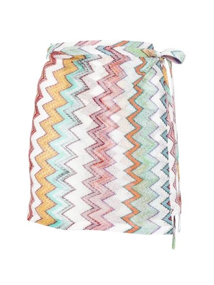 Женская мини-юбка Missoni с зигзагообразным узором, белая