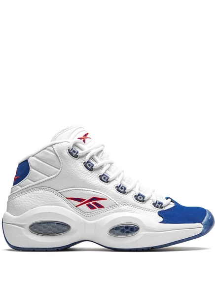 Мужские кроссовки Reebok Question Mid Double Cross кожаные, бело‑сине‑красные