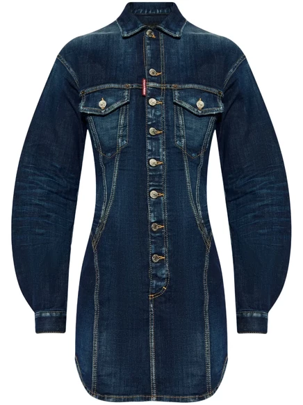 Джинсовое мини-платье с нашивкой с логотипом DSQUARED2 blue