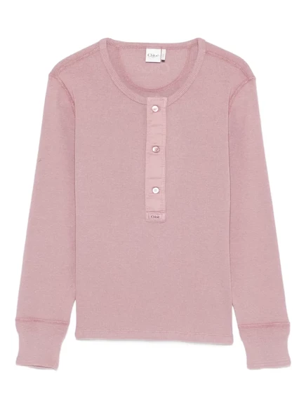 Женский лонгслив Chloé хенли из хлопка, розовый