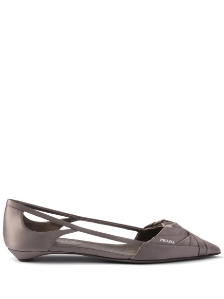 Женские балетки Prada Satin с вырезами, серые