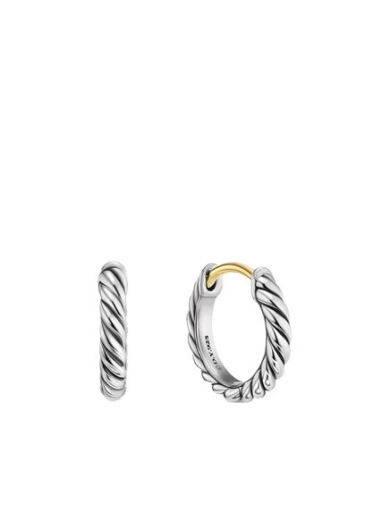 Женские серьги david yurman sculpted cable micro huggie 10,7 мм, серебро