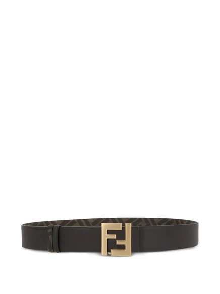 Мужской кожаный ремень Fendi с монограммой FF реверсивный, коричневый