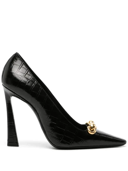 Туфли-лодочки Saint Laurent Silvana с цепочкой длиной 110 мм black