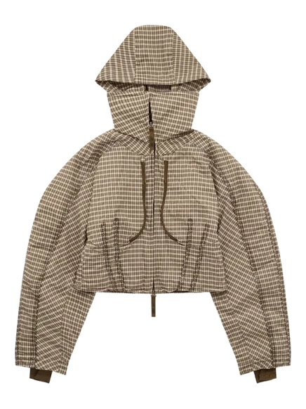 Женская куртка Nike x KNWLS в клетку, коричневая