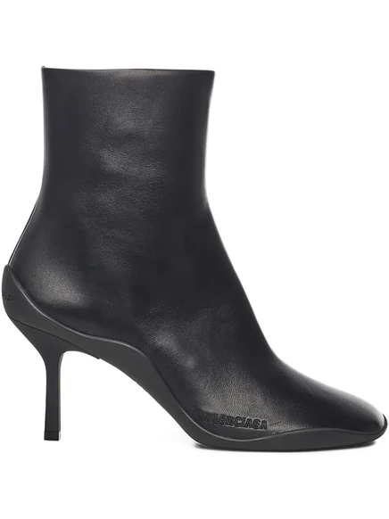 Кожаные ботинки Balenciaga с квадратным носком длиной 80 мм black