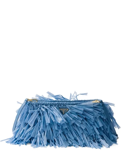 Женский клатч Prada средний с бахромой, синий