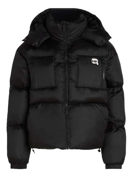 Женский пуховик Karl Lagerfeld Ikon с капюшоном, черный