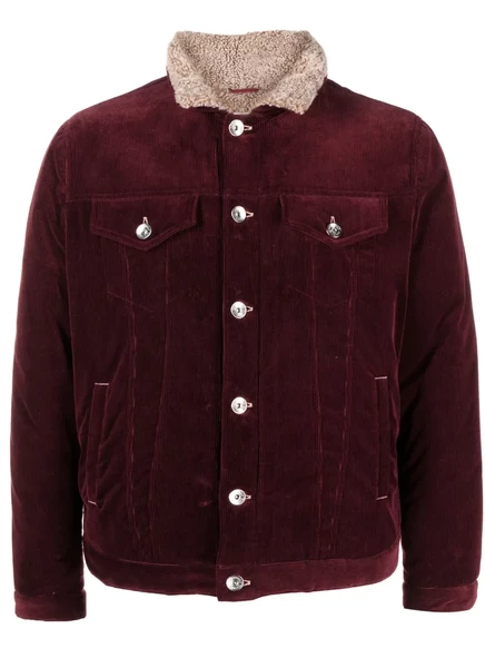 Куртка-рубашка из вельвета на подкладке из овечьей шерсти Brunello Cucinelli red