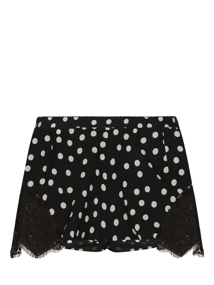 Шорты из смеси шелка в горошек от Dolce & Gabbana black