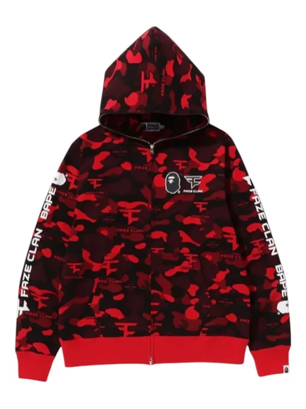 Камуфляжная толстовка с капюшоном BATHING APE® на молнии red