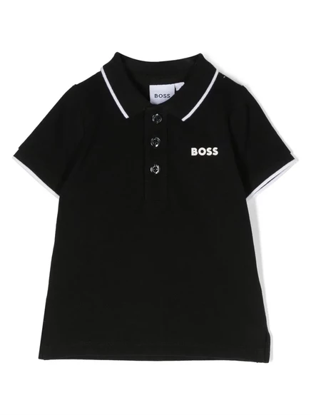 Поло для мальчиков Boss Kidswear с логотипом, черное
