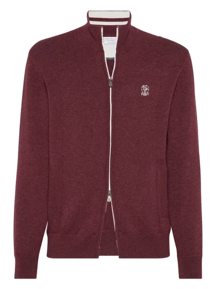 Мужской кардиган Brunello Cucinelli на молнии, темно-красный