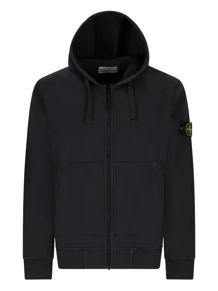 Мужская толстовка на молнии Stone Island с капюшоном, черная