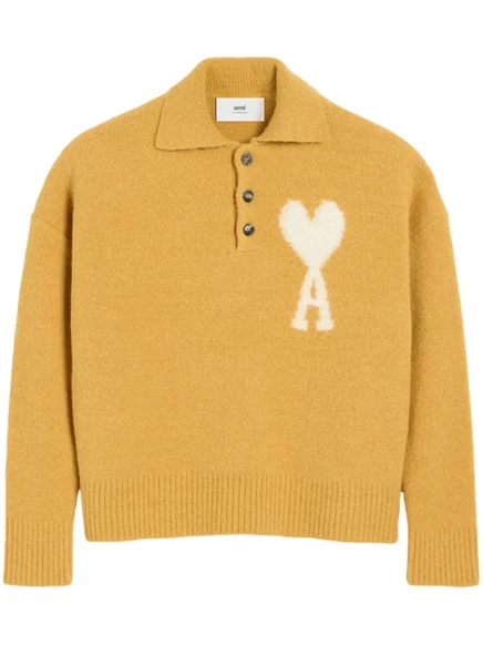 Свитер поло AMI Paris Ami De Coeur  yellow