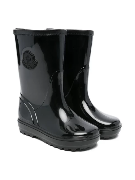 Резиновые сапоги Moncler Enfant с логотипом и бляшкой black