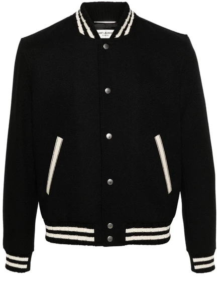 Мужской бомбер Saint Laurent Teddy, черно-белый