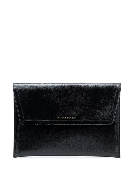 Женский клатч Burberry Pre-Owned кожаный, черный
