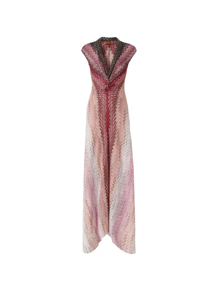 Женское платье Missoni с V‑образным вырезом и узлом, розовое