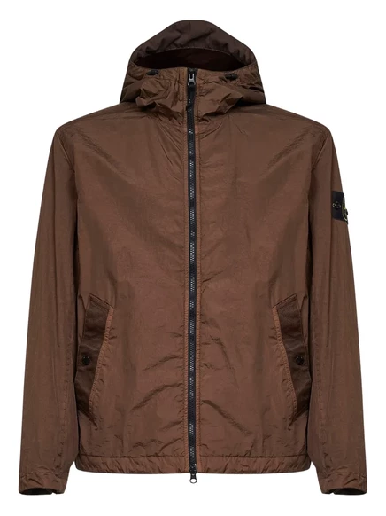 Мужская куртка Stone Island с капюшоном на молнии, коричневая
