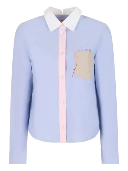 Оксфордская рубашка Marni с контрастным воротником blue