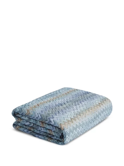 Одеяло Missoni Home стеганое с узором шеврон, синее