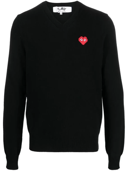 Шерстяной джемпер Comme Des Garçons Play с V-образным вырезом black