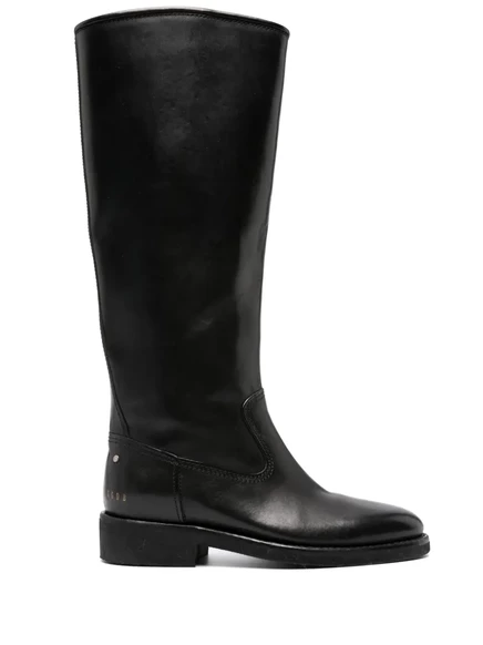 Сапоги до колена из кожи Golden Goose 35 мм black