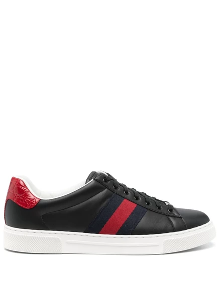 Мужские кроссовки Gucci Ace с фирменной полосой, чёрные