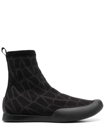 Сапоги-носки Valentino Garavani Toile Iconographe  black