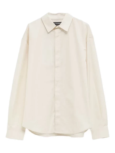 Мужская рубашка Jacquemus с вышитым логотипом, молочная